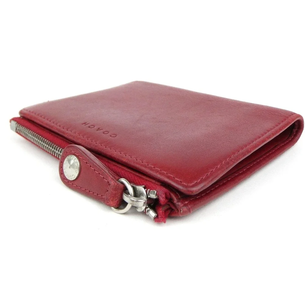 Coach Red Leather Small Bifold Wallet